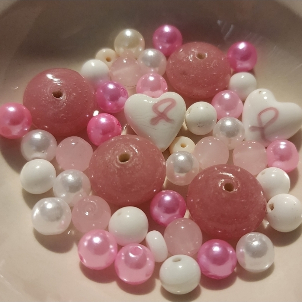 Beads Jewelry Making Bead Soup Crafts Beading Pink Ribbon Breast Cancer‎ BC179